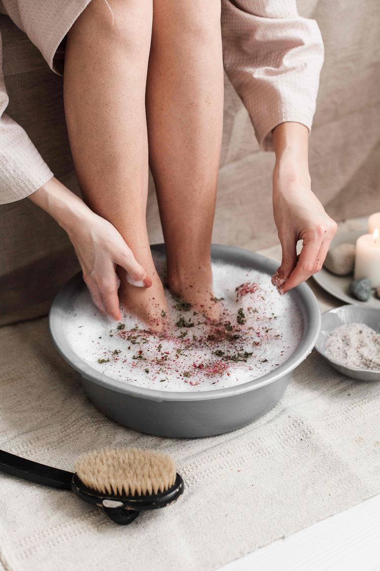 Woman Getting Foot Spa at Home
